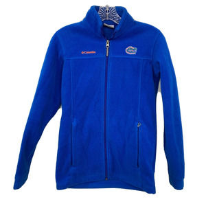 Columbia Jacket Boys Sz L Royal Blue Fleece Full Zip Florida Gators Logo Pockets